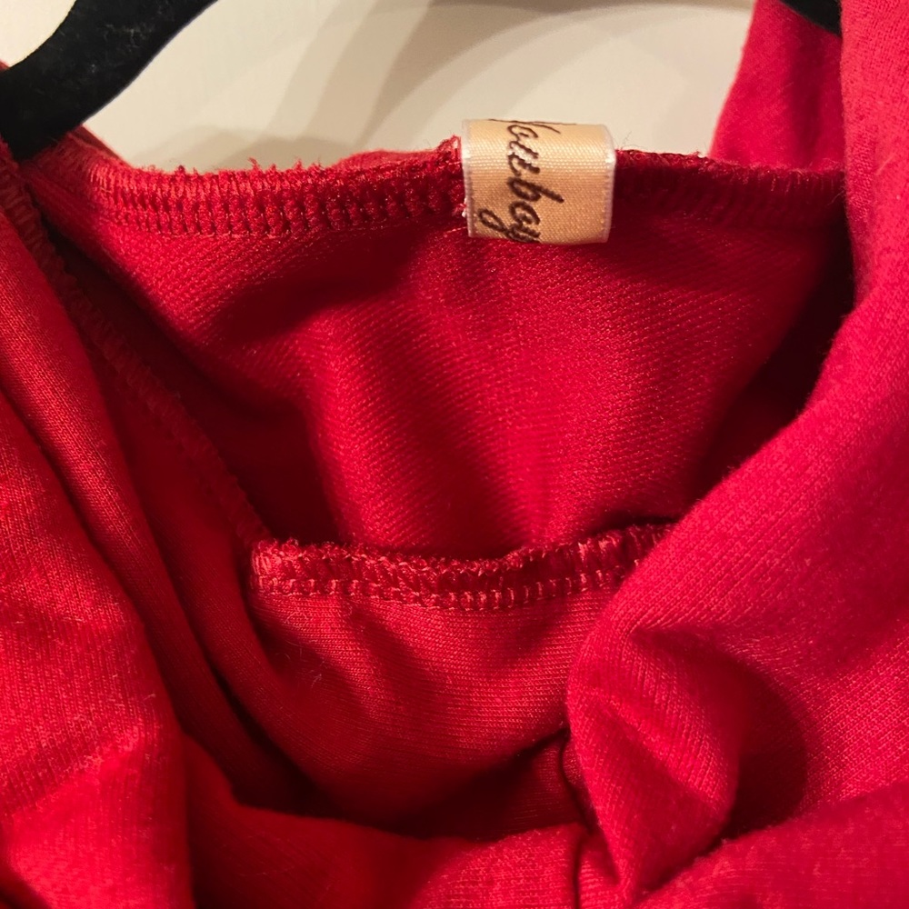 Red Faith hooded tunic long sweater - Picture 4 of 4